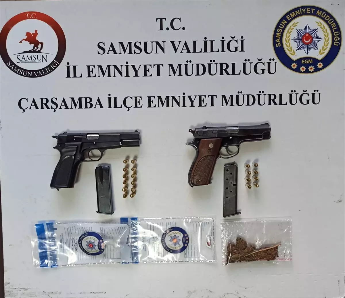 Çarşamba’da Uyuşturucu ve Tabanca Ele Geçirildi
